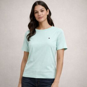 Tommy Hilfiger Logo Tee Mint Green Short Sleeve T-Shirt Women’s S